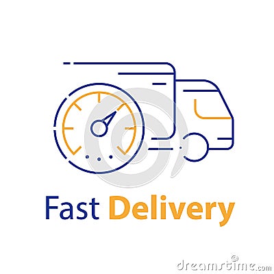 Fast truck delivery, distribution services, logistics solution, transportation company Vector Illustration