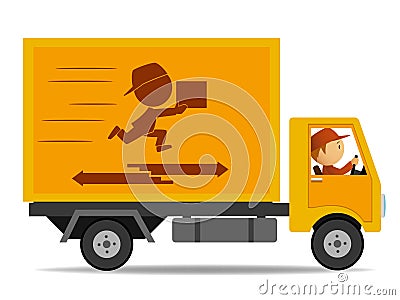 Truck delivery with driver Vector Illustration