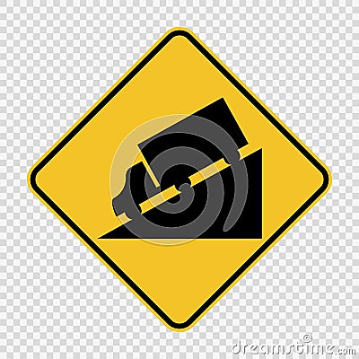 Truck DownHill Warning sign on transparent background Vector Illustration