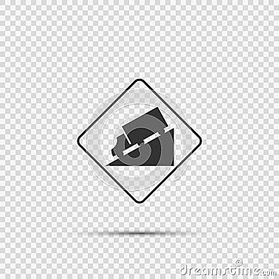 Truck DownHill Warning Sign on transparent background Vector Illustration