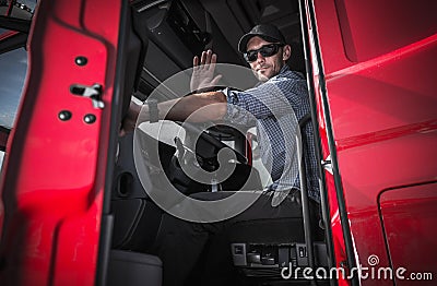 Truck Driver Leaving Warehouse Stock Photo