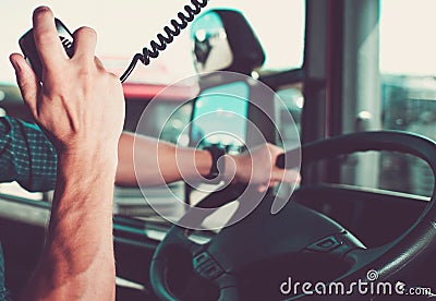 Truck Driving Radio Chat Stock Photo