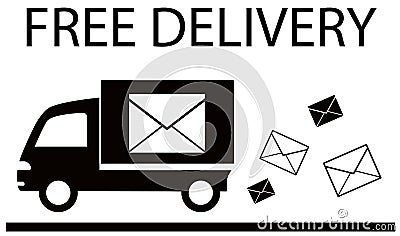 Truck and envelope - delivery symbol Vector Illustration