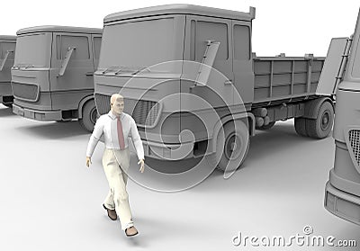 Truck fleet idle Cartoon Illustration