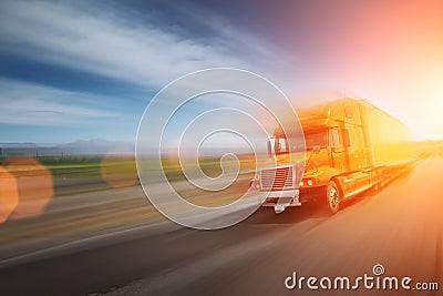 Truck on freeway Stock Photo