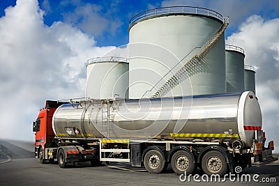 Truck with fuel tank Stock Photo