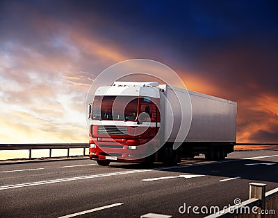 Truck on highway Stock Photo