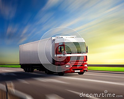 Truck on highway Stock Photo