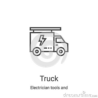 truck icon vector from electrician tools and elements collection. Thin line truck outline icon vector illustration. Linear symbol Vector Illustration