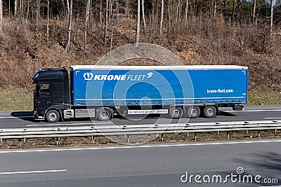 Truck with Krone Fleet trailer Editorial Stock Photo