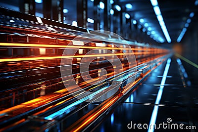 Truck light trails. Art image . Long exposure photo taken Stock Photo