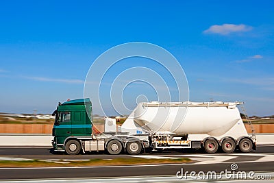 Truck With Limestone Flour Stock Photo