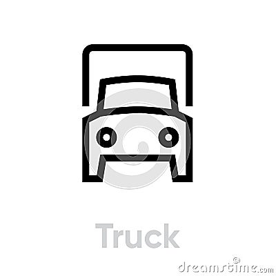 Truck or Lorry Delivery icon editable line. Transport symbol Vector Illustration