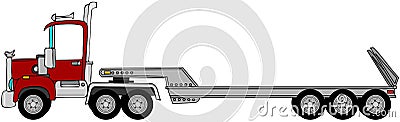 Truck & lowboy trailer Cartoon Illustration