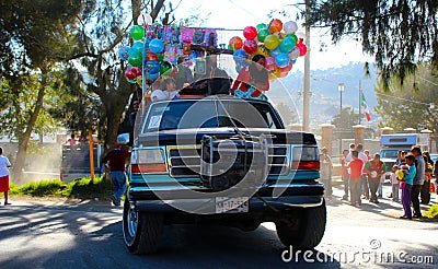 Truck with many toys and ballons Editorial Stock Photo
