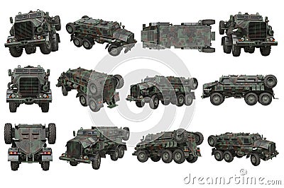 Truck military army transport set Stock Photo