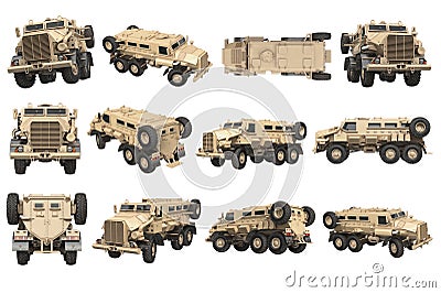 Truck military army transport set Stock Photo