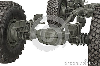 Truck military frame chassis, close view Stock Photo