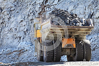 Truck of mining in open cast Stock Photo