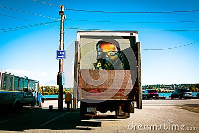 Truck with Mural Editorial Stock Photo