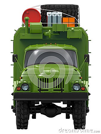 Truck off-road military apocalypse front Cartoon Illustration