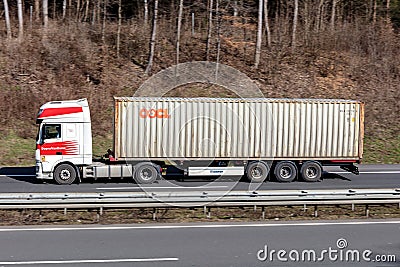 Truck with OOCL container Editorial Stock Photo