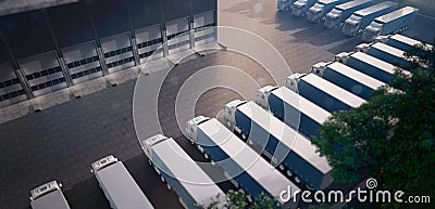 Truck parking. Freight Stock Photo