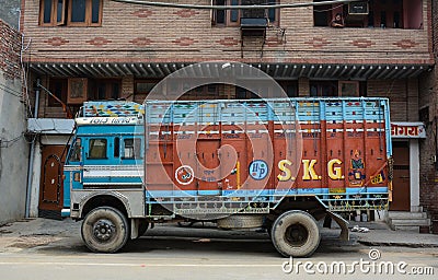 A truck parking on street in Amritsar, India Editorial Stock Photo