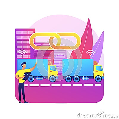 Truck platooning abstract concept vector illustration. Vector Illustration