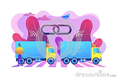 Truck platooning concept vector illustration Vector Illustration