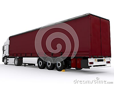 Truck with red trailer Stock Photo