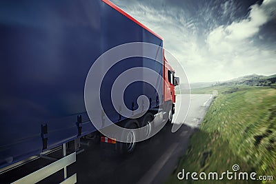 Truck on the road 3D Rendering Stock Photo