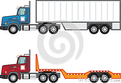 Truck semi and flatbed Vector Illustration