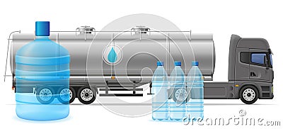 Truck semi trailer delivery and transportation of purified drink Vector Illustration