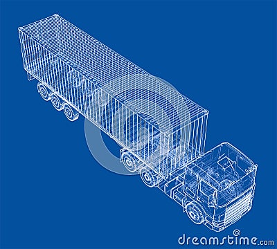 Truck with semitrailer. Vector Vector Illustration