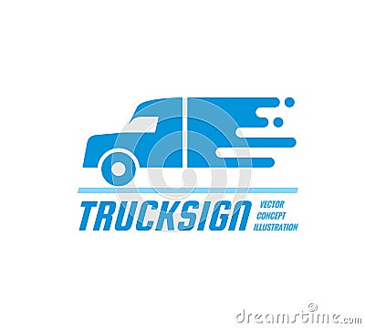 Truck sign - vector business logo template. Abstract car silhouette concept illustration. Delivery service creative symbol. Vector Illustration