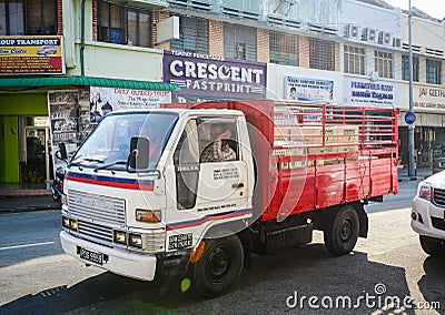 A truck on street in Georgetown, Malaysia Editorial Stock Photo