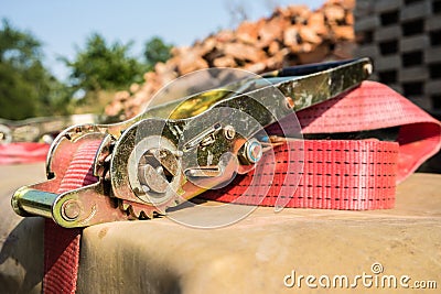 Truck tensioning belt Stock Photo