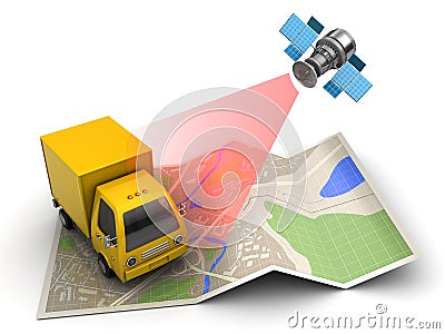 truck tracking Cartoon Illustration