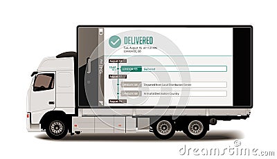 Truck - Tracking system - Packages delivery Vector Illustration
