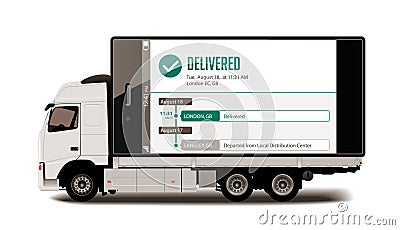 Truck - Tracking system - Packages delivery concept Vector Illustration