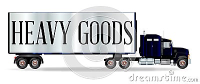 Truck Tractor Unit And Trailer With Heavy Goods Inscription Vector Illustration