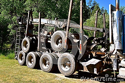 Truck for transporting huge tree logs Stock Photo