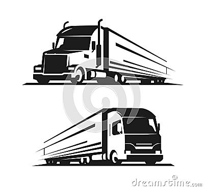 Truck with trailer logo. Lorry, delivery symbol vector illustration Vector Illustration