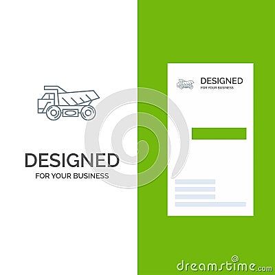 Truck, Trailer, Transport, Construction Grey Logo Design and Business Card Template Vector Illustration