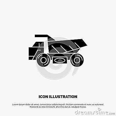 Truck, Trailer, Transport, Construction solid Glyph Icon vector Vector Illustration