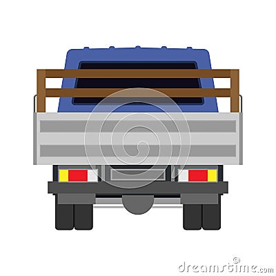 Truck vector icon back view car. Delivery isolated lorry cargo transport. Shipping vehicle van commercial. Flat industry logistic Vector Illustration