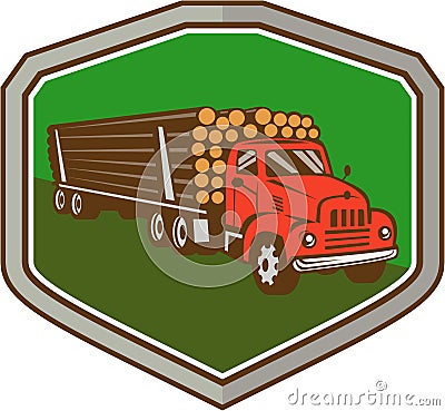 Truck Vintage Logging Shield Retro Vector Illustration