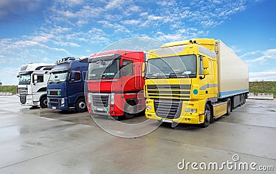 Truck in warehouse - Cargo Transport Stock Photo