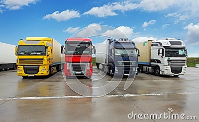 Truck in warehouse - Cargo Transport Stock Photo